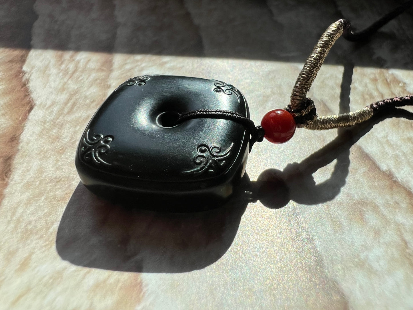 Certified natural jade/Qinghai dark nephrite pendant/square safety pendant  necklace天然 青海黑青玉 方平安扣 玉琮#5265 小灶火黑青玉 无敌黑