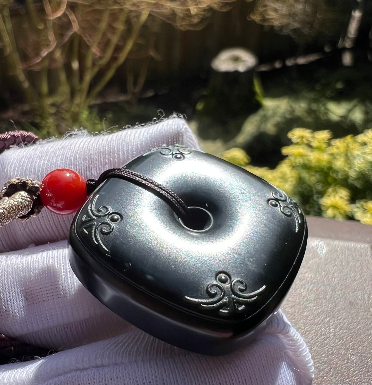 Certified natural jade/Qinghai dark nephrite pendant/square safety pendant  necklace天然 青海黑青玉 方平安扣 玉琮#5265 小灶火黑青玉 无敌黑