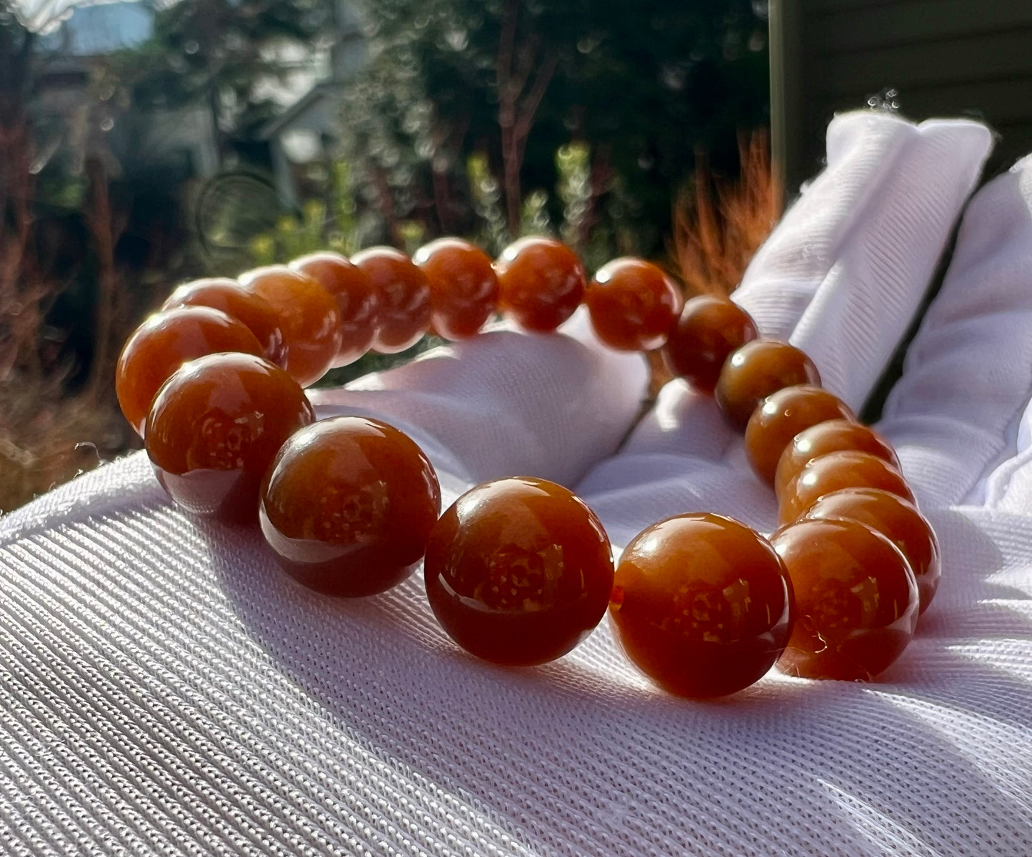 10mm Certified natural jade/  Jinshan red brown nephrite bracelet/天然精品 金山 糖玉手串 红油糖 油糯细 #7134