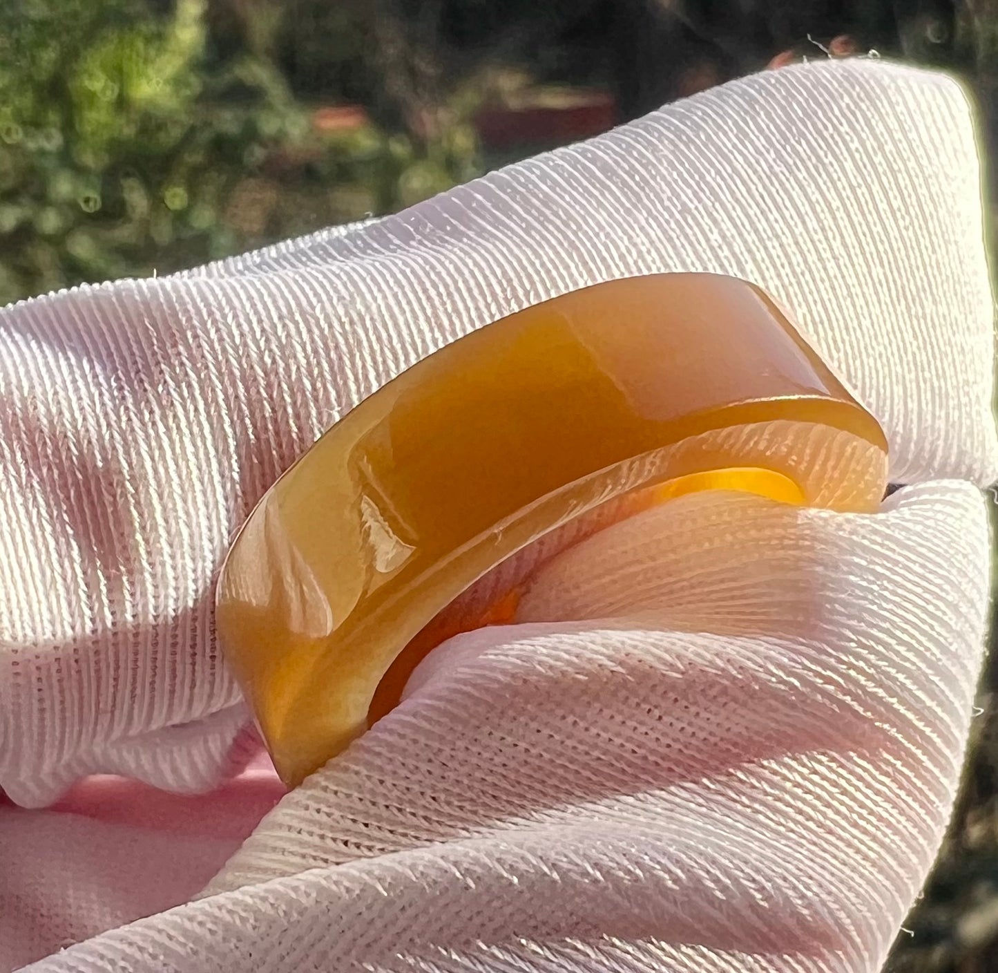 16.6mm Certified jade golden brown Nephrite ring/ nephrite band 天然精品 金山糖玉 指环 戒指 黄金糖玉直切戒圈 扳指#4640
