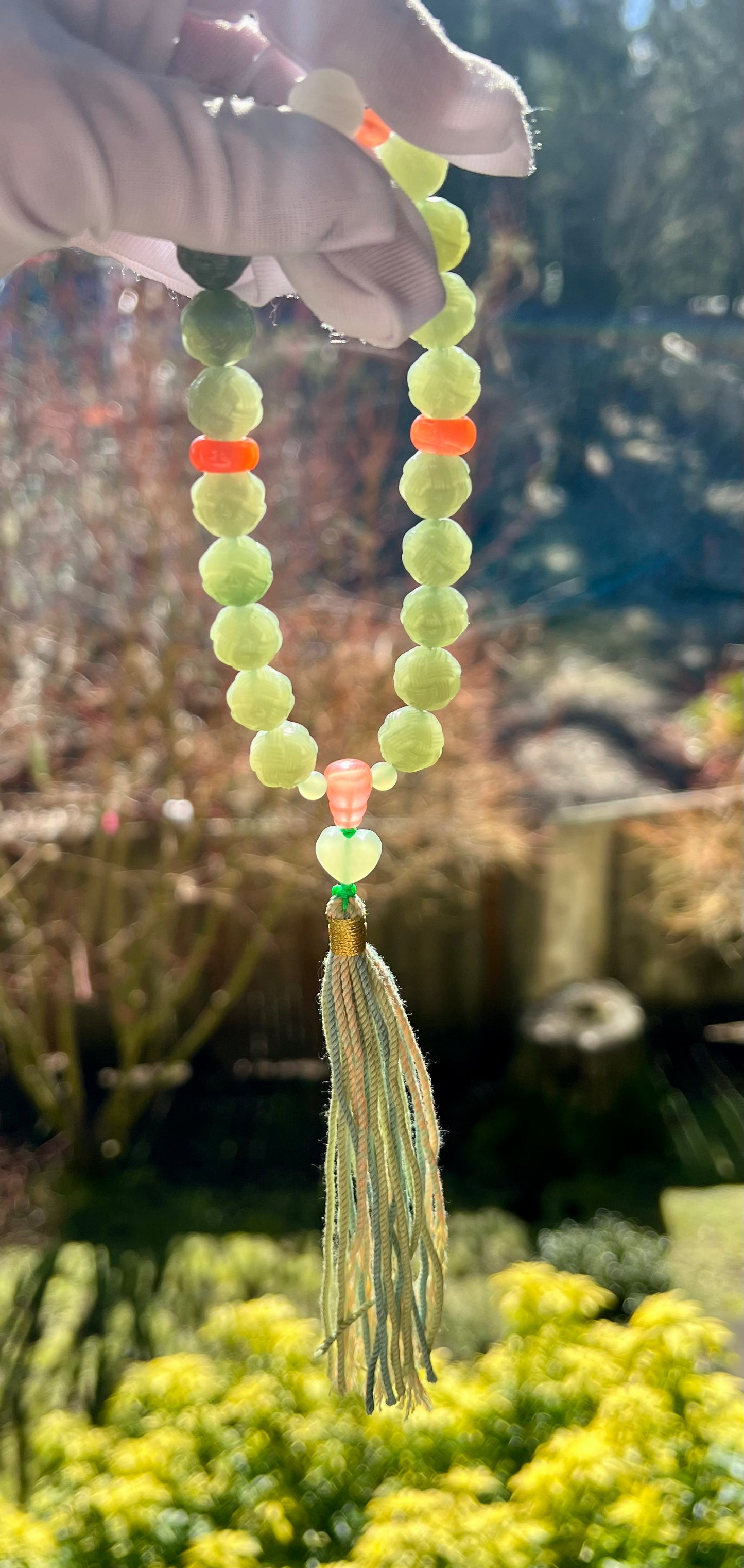 11mm+ Certified natural jade/Qinghai old mine nephrite Bracelet/ lake green nephrite carved Yarn ball beads/ 天然 青海老矿玉料 湖水绿毛线球18子手持 #0233