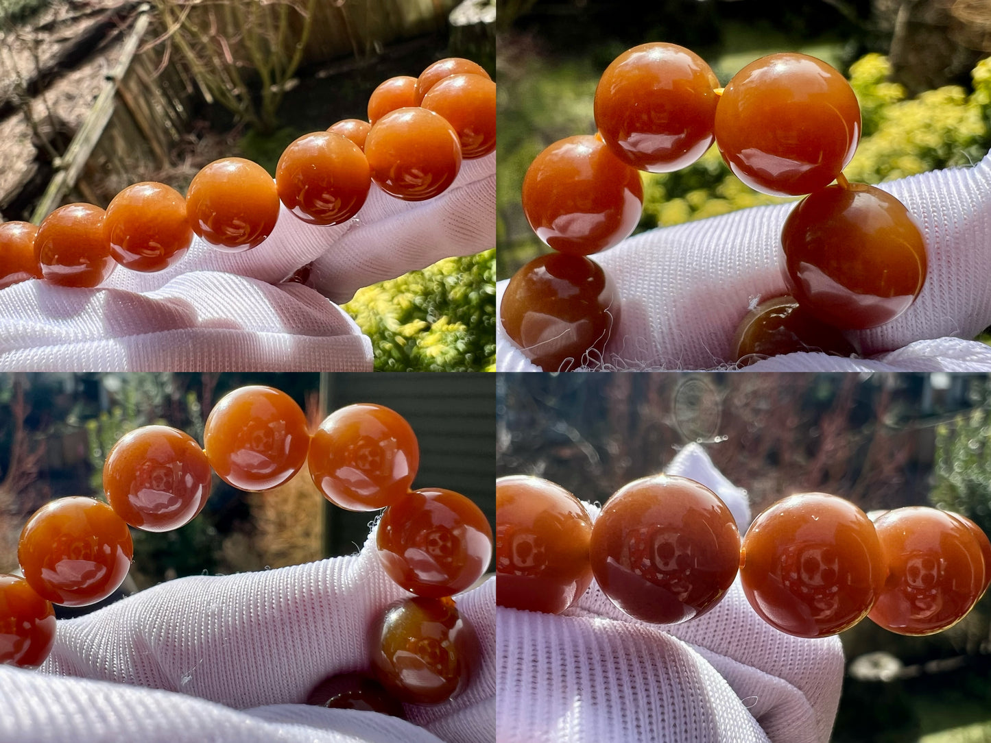 10mm Certified natural jade/  Jinshan red brown nephrite bracelet/天然精品 金山 糖玉手串 红油糖 油糯细 #7134