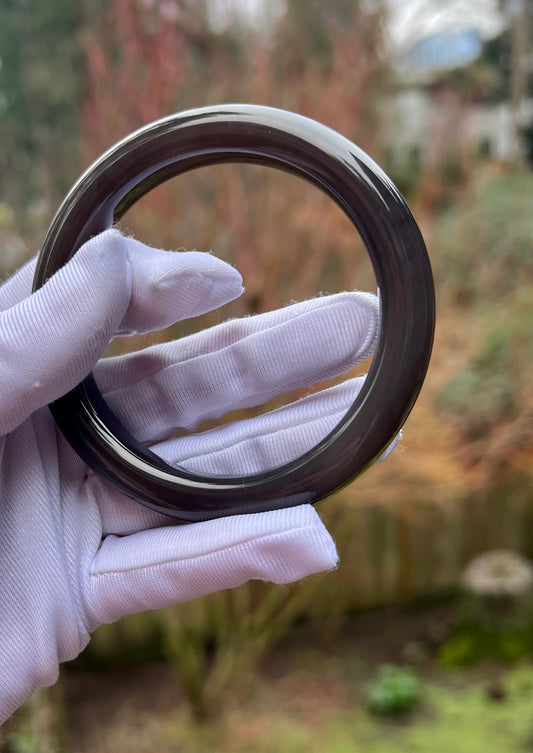 56.6mm Certified natural  jade Qinghai purple nephrite bangle/bracelet/grape purple nephrite/天然精品 青海老坑烟紫玉 正圈手镯 平安镯 葡萄紫 #6088 玉质老熟