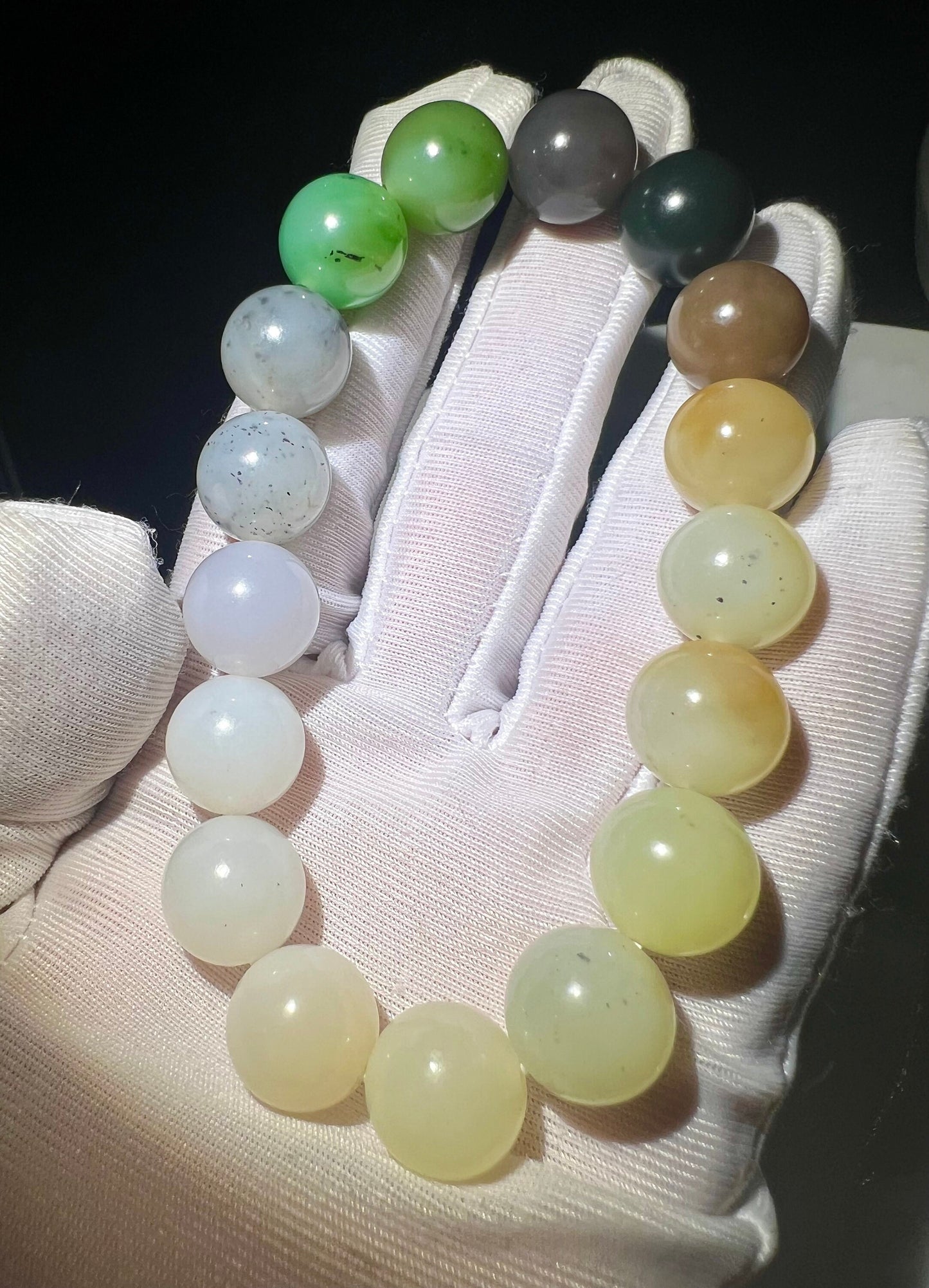 12mm Certified Natural Hetian jade nephrite/multi color(green brown purple white)nephrite bracelet天然和田玉多宝手串 碧玉糖玉点墨青花帝王青玉帝王紫藕粉