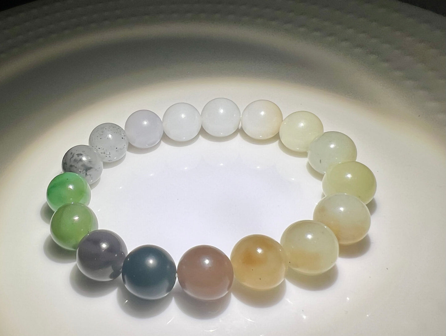 12mm Certified Natural Hetian jade nephrite/multi color(green brown purple white)nephrite bracelet天然和田玉多宝手串 碧玉糖玉点墨青花帝王青玉帝王紫藕粉