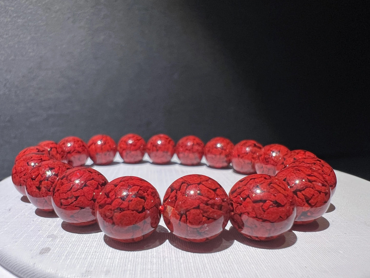 10mm Natural raw ore cinnabar crystal bracelet cinnabar amount of more than 97% 原矿高透高含量纯度晶体砂 朱砂手链/手串