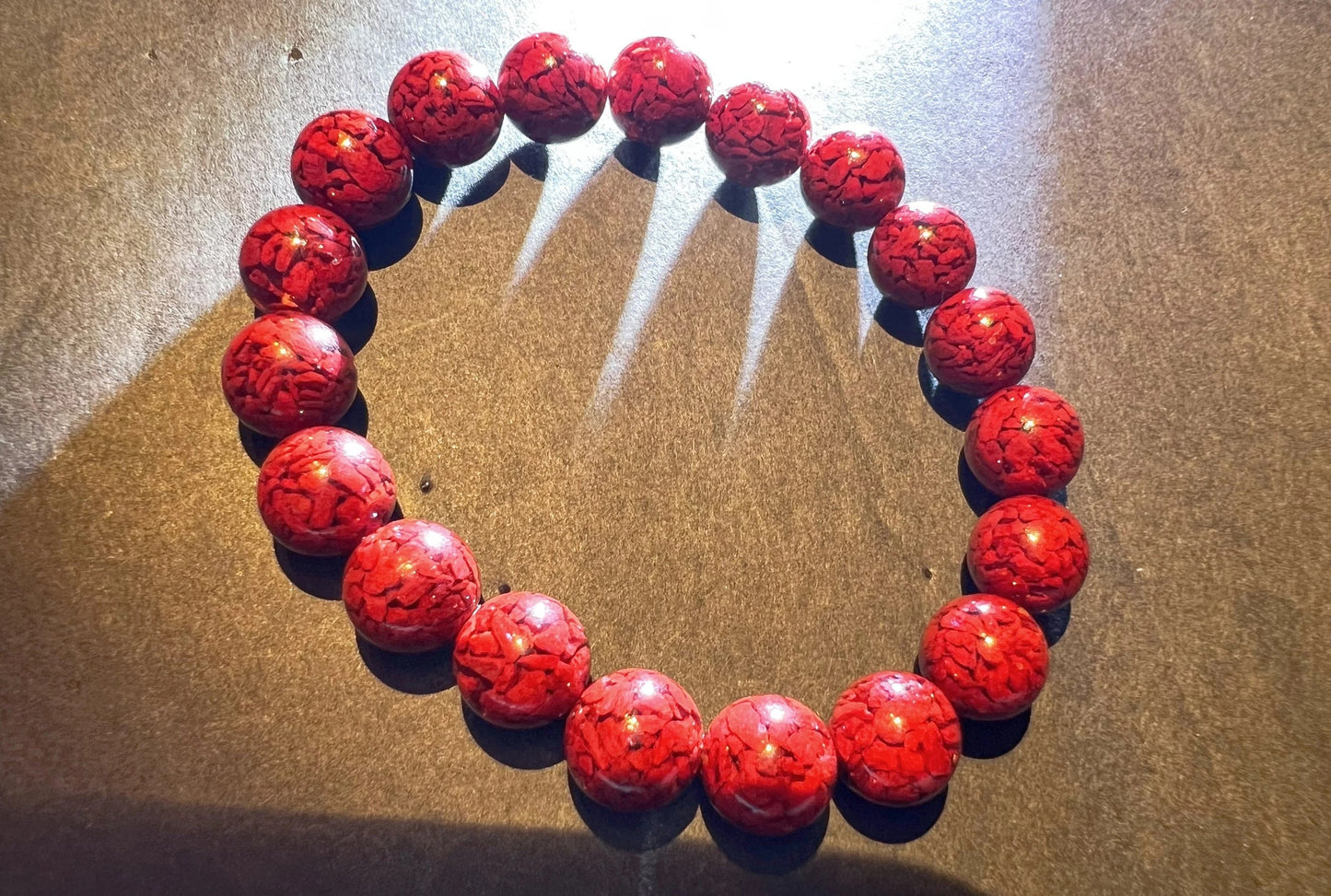 10mm Natural raw ore cinnabar crystal bracelet cinnabar amount of more than 97% 原矿高透高含量纯度晶体砂 朱砂手链/手串