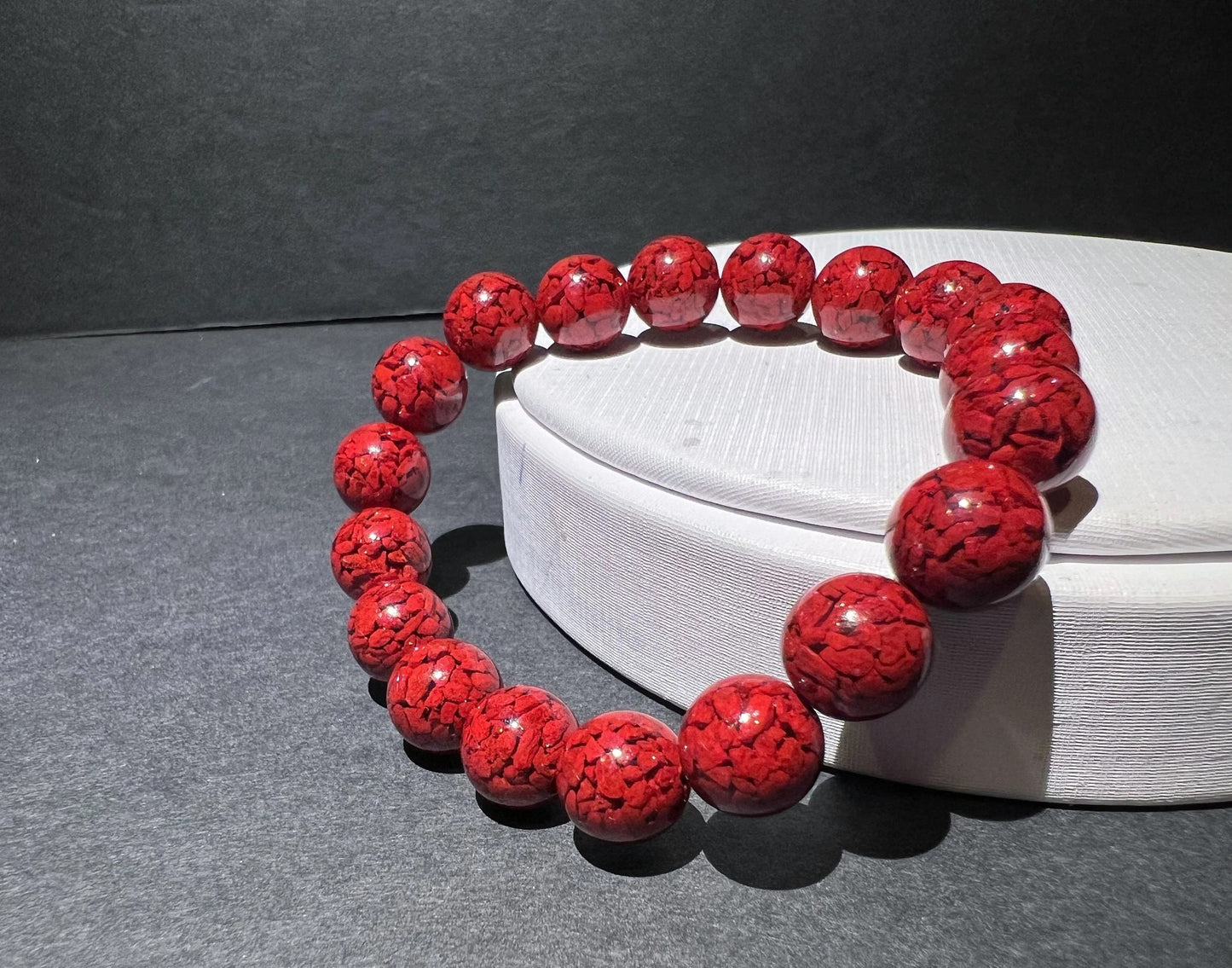 10mm Natural raw ore cinnabar crystal bracelet cinnabar amount of more than 97% 原矿高透高含量纯度晶体砂 朱砂手链/手串