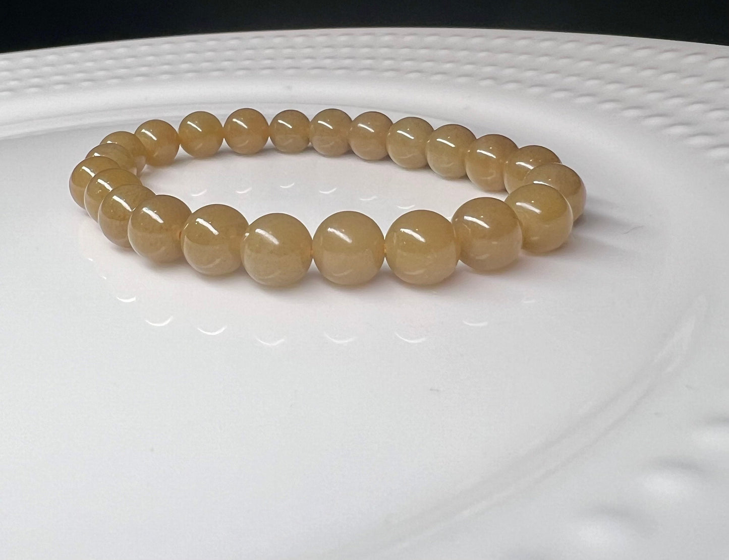 8mm Certified Natural Hetian jade/ nephrite/ old mine brown nephrite bracelet beads天然和田玉 且末老料糖玉手串 且末近矿黄糖 细糯油润#3505