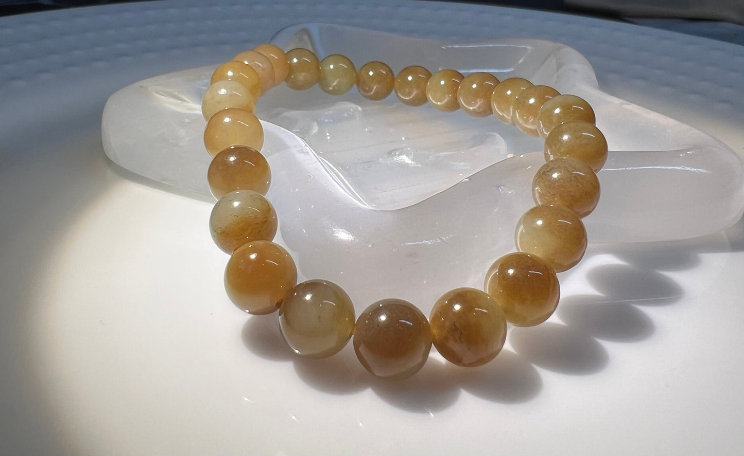 8mm Certified Natural Hetian jade/ nephrite/ Jinshan mine golden brown white nephrite bracelet/sugar white天然精品和田玉 糖玉手串 且末金山 糖青白 很油糯#5149