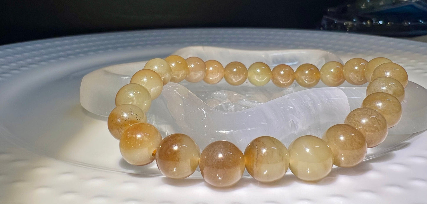 8mm Certified Natural Hetian jade/ nephrite/ Jinshan mine golden brown white nephrite bracelet/sugar white天然精品和田玉 糖玉手串 且末金山 糖青白 很油糯#5149