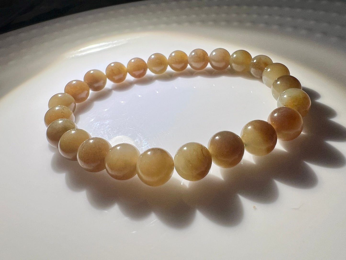8mm Certified Natural Hetian jade/ nephrite/ Jinshan mine golden brown white nephrite bracelet/sugar white天然精品和田玉 糖玉手串 且末金山 糖青白 很油糯#5149