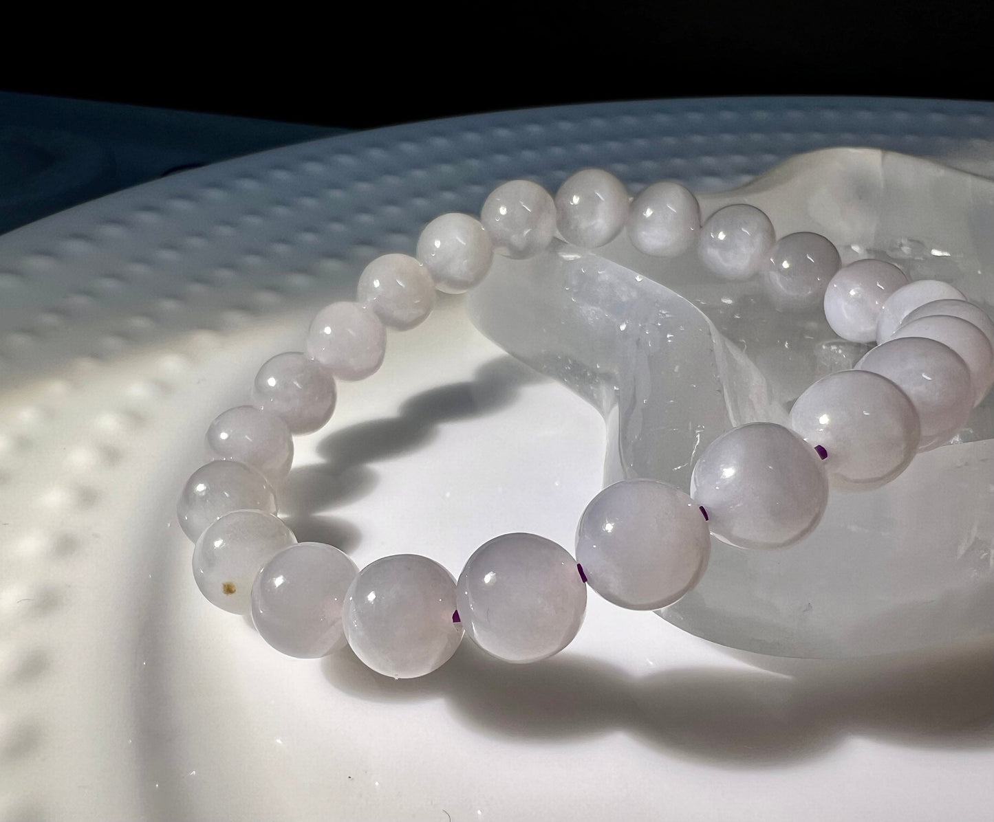 Certified Natural old mine Hetian jade nephrite bracelet/ icy smoky gray 天然和田玉 青海老矿烟灰/烟紫色 手串 冰糯 起胶#4684