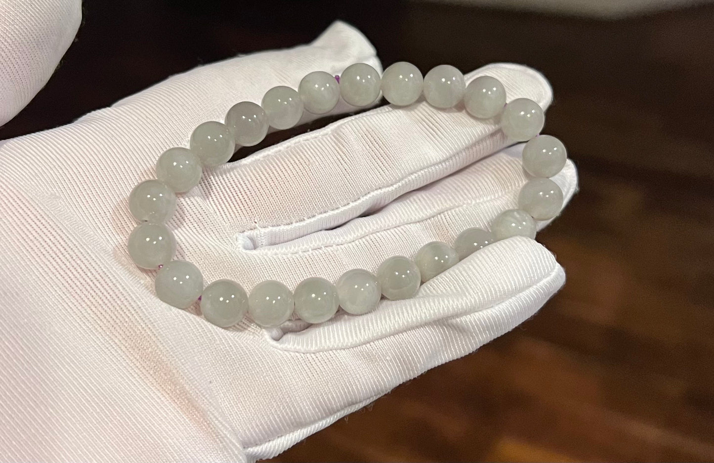 Certified Natural old mine Hetian jade nephrite bracelet/ icy smoky gray 天然和田玉 青海老矿烟灰/烟紫色 手串 冰糯 起胶#4684