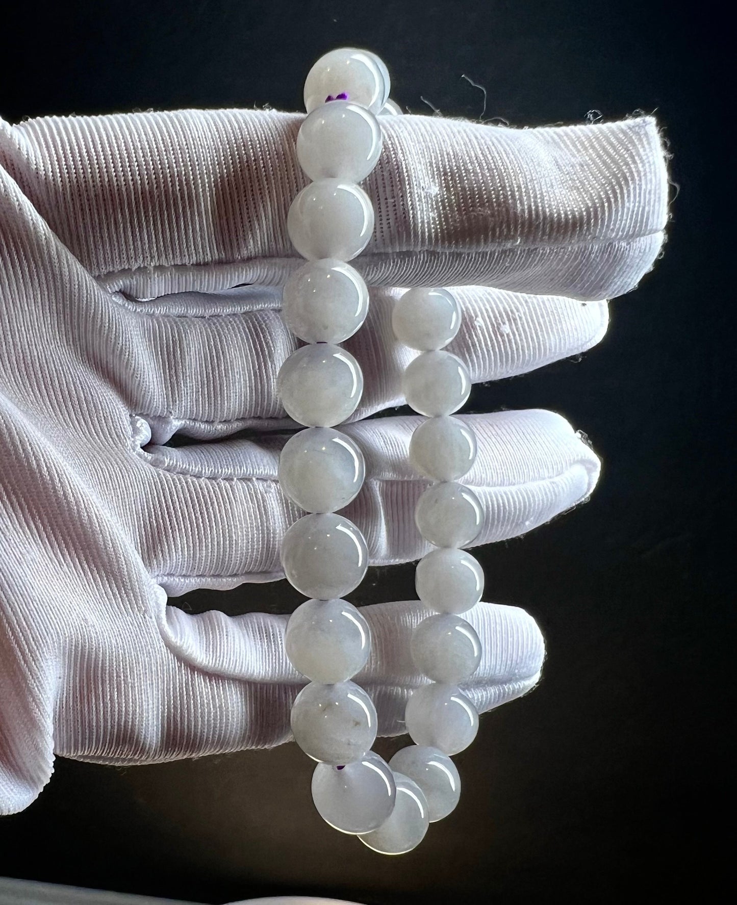 Certified Natural old mine Hetian jade nephrite bracelet/ icy smoky gray 天然和田玉 青海老矿烟灰/烟紫色 手串 冰糯 起胶#4684