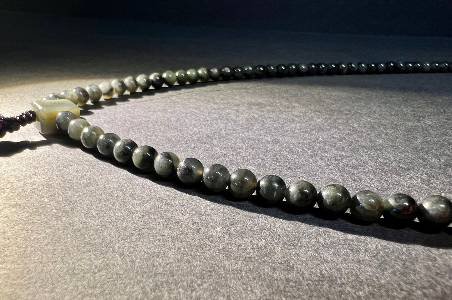 6mm Certified Natural Hetian jade/Qinghua nephrite graphite in nephrite  necklace 天然精品 聚墨青花 过灯品质 油熟细料#6527