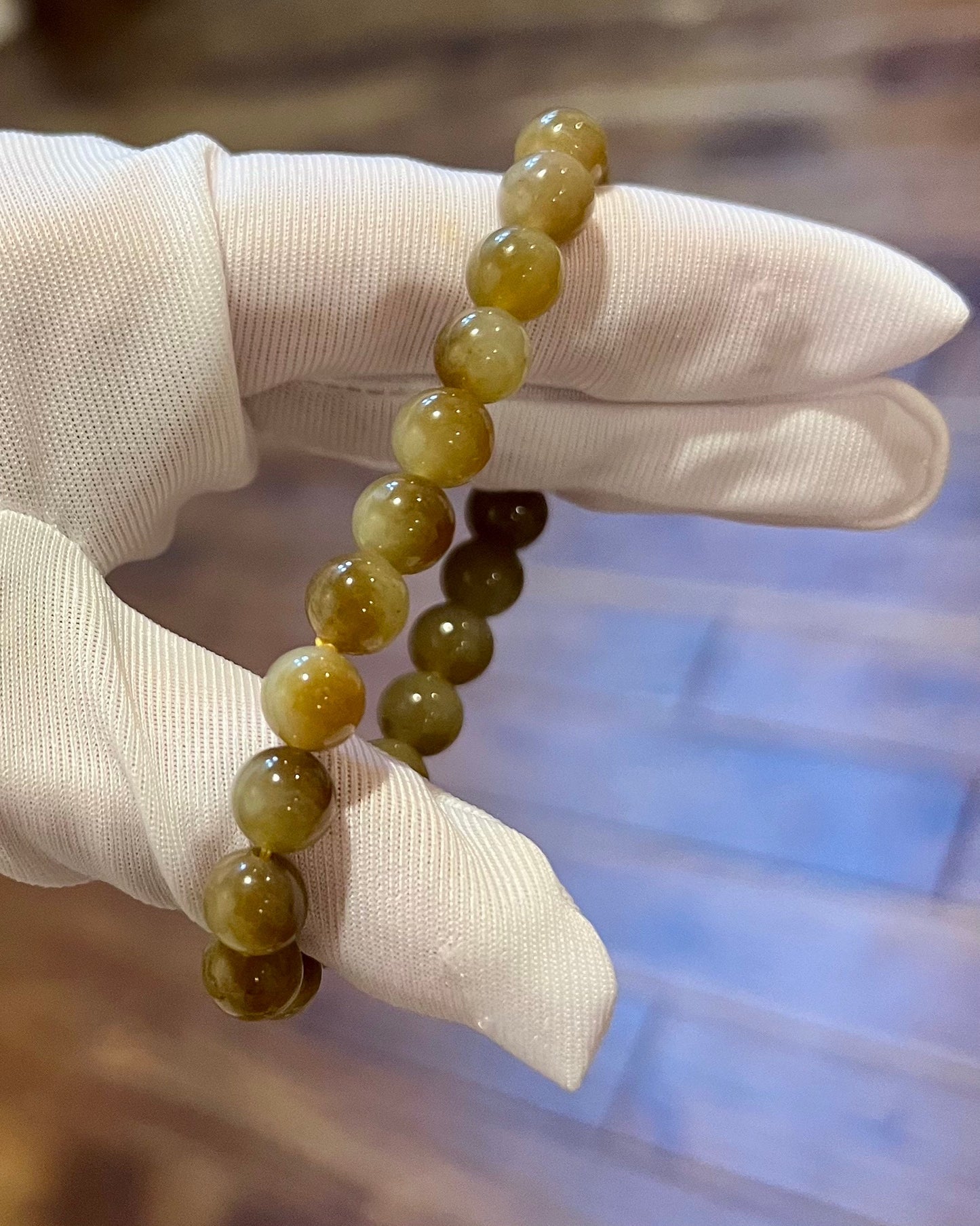 8mm Certified Natural Hetian jade/ nephrite/ Jinshan mine golden brown white nephrite bracelet/sugar white天然精品和田玉 糖玉手串 且末金山 糖青白 很油糯#5149