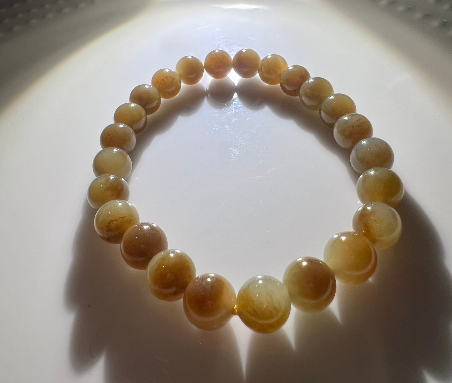 8mm Certified Natural Hetian jade/ nephrite/ Jinshan mine golden brown white nephrite bracelet/sugar white天然精品和田玉 糖玉手串 且末金山 糖青白 很油糯#5149