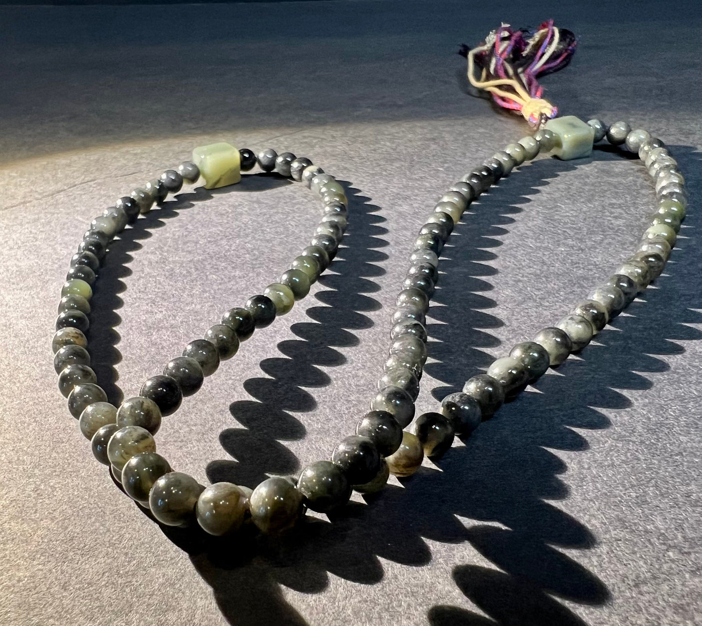 6mm Certified Natural Hetian jade/Qinghua nephrite graphite in nephrite  necklace 天然精品 聚墨青花 过灯品质 油熟细料#6527