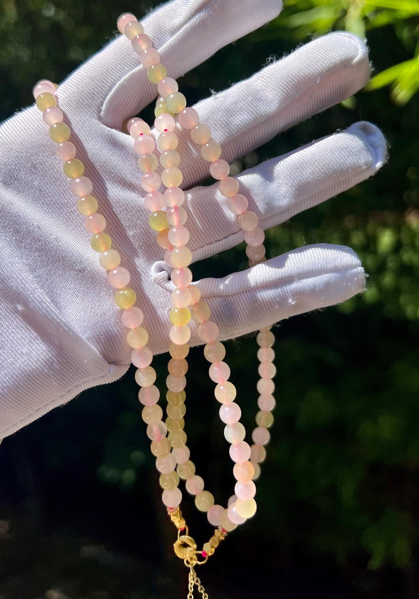 Certified natural Hetian jade/Qinghai Nephrite  Pink yellow multicolor necklace/green nephrite donut 天然精品和田玉 藕粉黄玉万能项链 长度可调#2368 碧玉甜甜圈