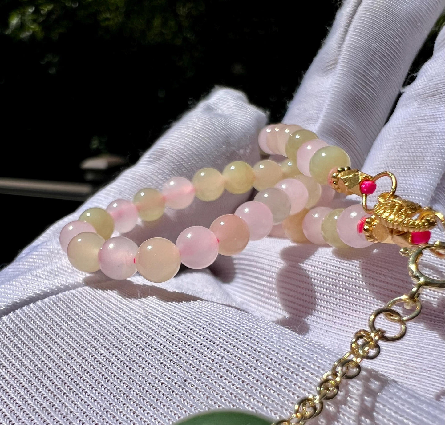 Certified natural Hetian jade/Qinghai Nephrite  Pink yellow multicolor necklace/green nephrite donut 天然精品和田玉 藕粉黄玉万能项链 长度可调#2368 碧玉甜甜圈