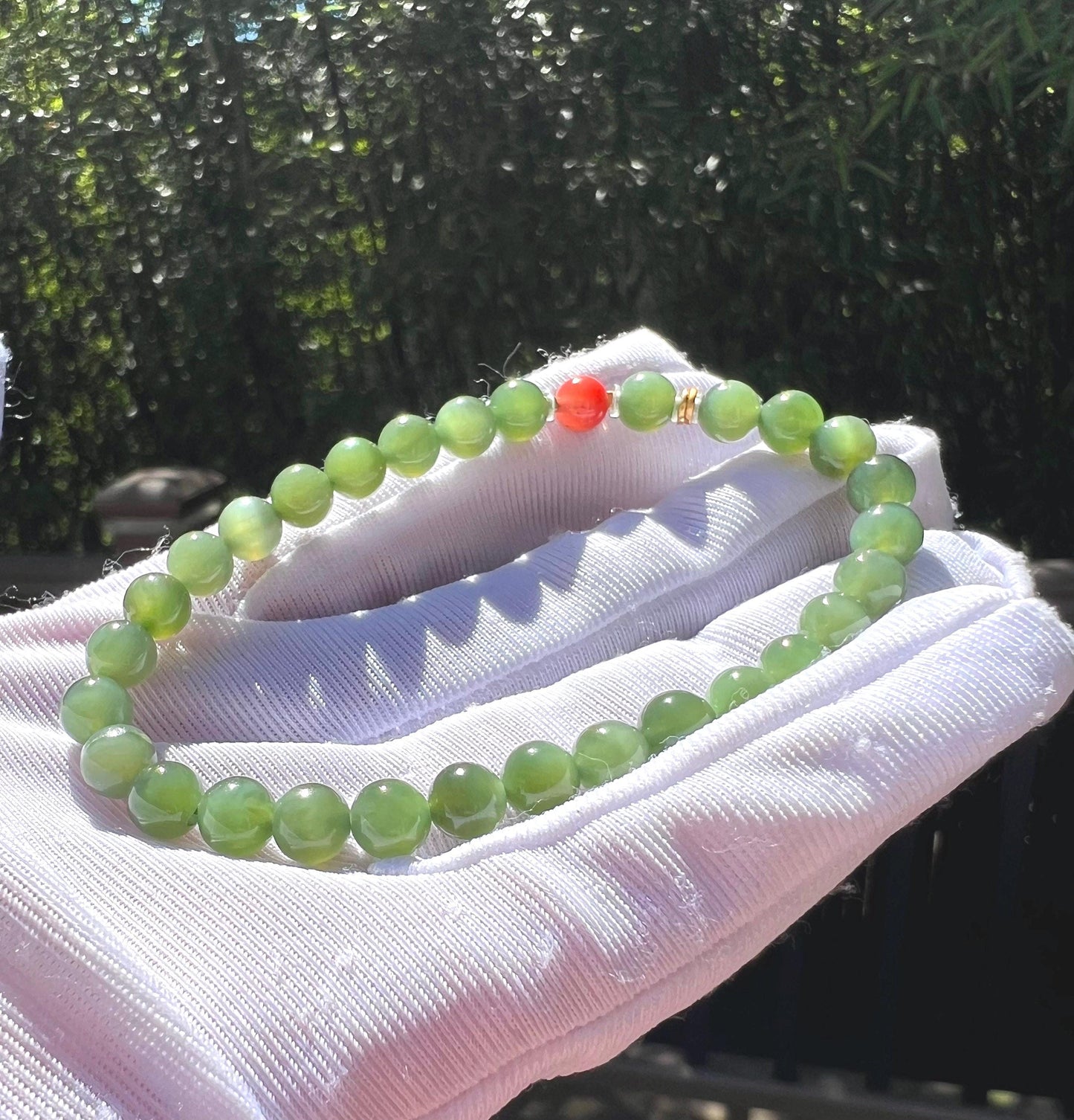Certified Natural Siberian icy green nephrite Bracelet/chatoyant green nephrite/Hetian jade bracelet 俄料老矿碧玉手链 猫眼菠菜绿 冰底带猫眼 细腻油润#2253