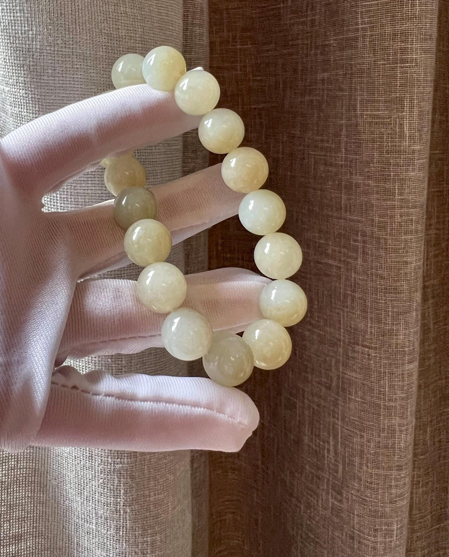 12mm Certified Natural Hetian jade /Siberian brown White Nephrite bracelet 天然精品和田玉俄料 巴沙料糖白玉 油性好脂粉足 籽料质感#0845