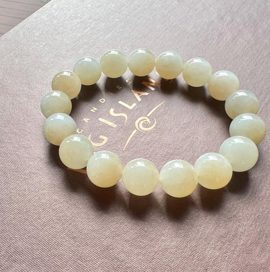12mm Certified Natural Hetian jade /Siberian brown White Nephrite bracelet 天然精品和田玉俄料 巴沙料糖白玉 油性好脂粉足 籽料质感#0845