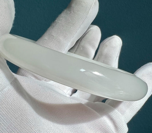 58.6mm Certified Natural hetian jade /Qinghai old mine White Nephrite bangle bracelet/天然精品和田玉 青海老矿白玉 正圈手镯 平安镯 冰白起莹光#4960
