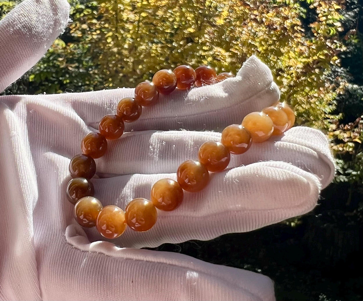 8mm Certified Natural Hetian jade/Qiemo Jinshan mine gold  brown nephrite bracelet天然和田玉 糖玉手串 且末金山黄金糖 红油黄金糖 #3128
