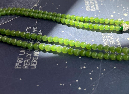 3.9mm Certified Natural hetian jade Siberian Green Nephrite/multi-purpose necklace/bracelet 天然精品和田玉 俄料碧玉 嫩果绿小米珠项链 手链 多用 #1316