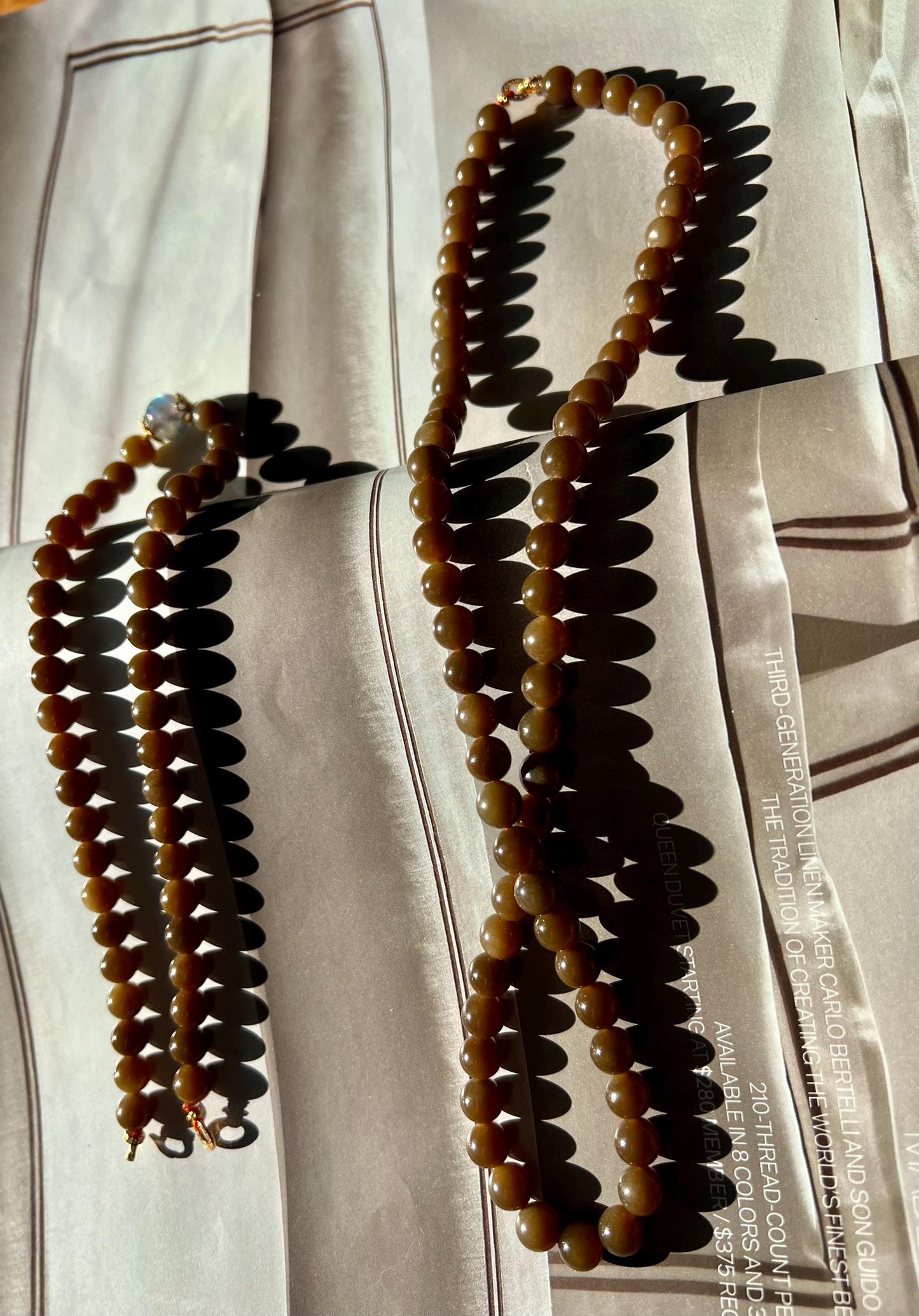 8mm Certified Natural hetian jade/Qiemo chocolate brown nephrite necklace/bracelet 108 beads multi purpose necklace 天然和田玉且末糖玉多用项链手链 #0598