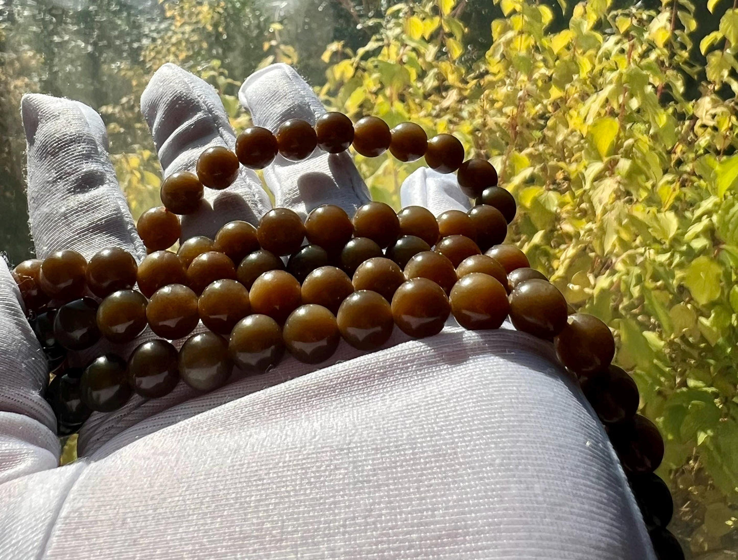 8mm Certified Natural hetian jade/Qiemo chocolate brown nephrite necklace/bracelet 108 beads multi purpose necklace 天然和田玉且末糖玉多用项链手链 #0598