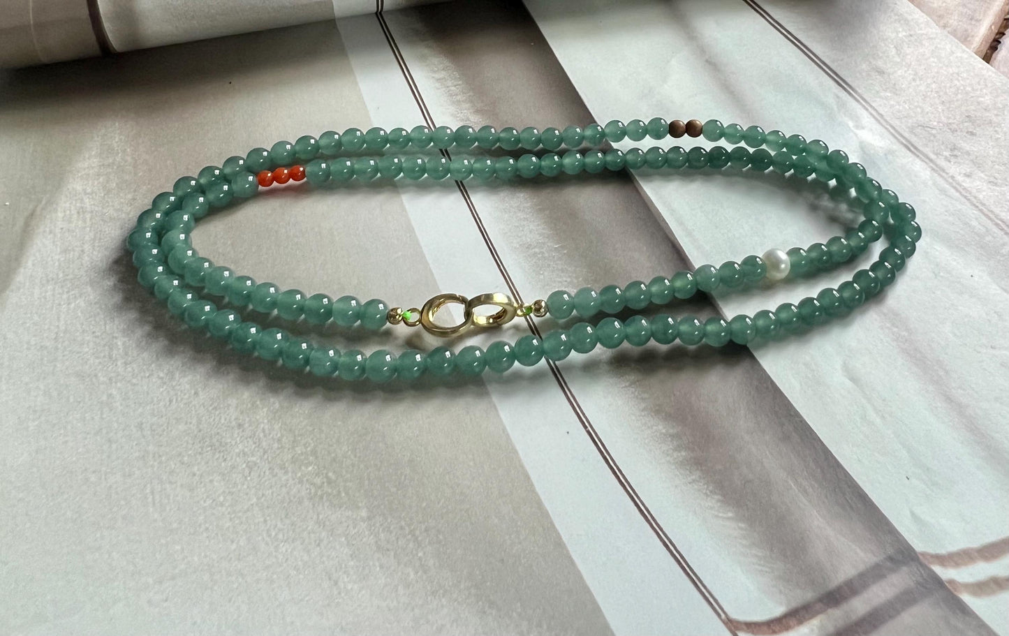 Certified Natural untreated Grade A Jade long necklace/bracelet /Guatemala Jadeite icy blue green Jadiete 天然精品无优化冰蓝水翡翠项链/手链#4297