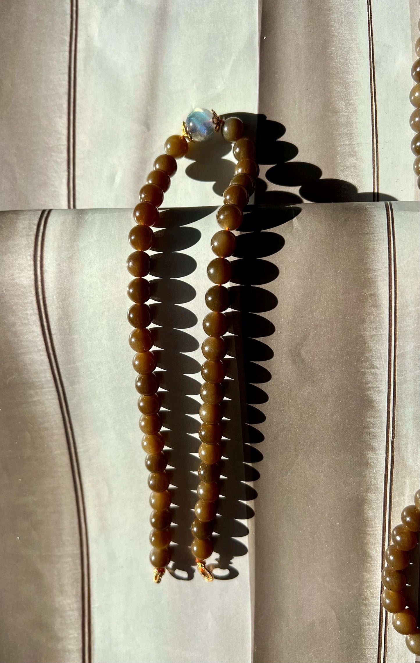 8mm Certified Natural hetian jade/Qiemo chocolate brown nephrite necklace/bracelet 108 beads multi purpose necklace 天然和田玉且末糖玉多用项链手链 #0598