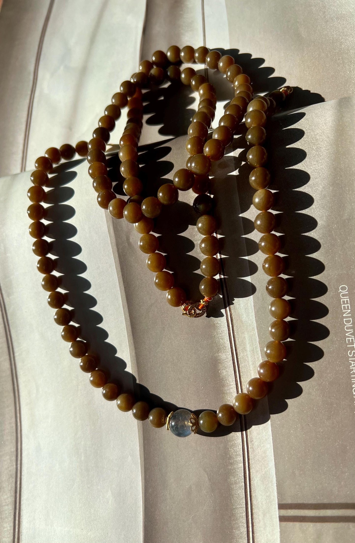 8mm Certified Natural hetian jade/Qiemo chocolate brown nephrite necklace/bracelet 108 beads multi purpose necklace 天然和田玉且末糖玉多用项链手链 #0598