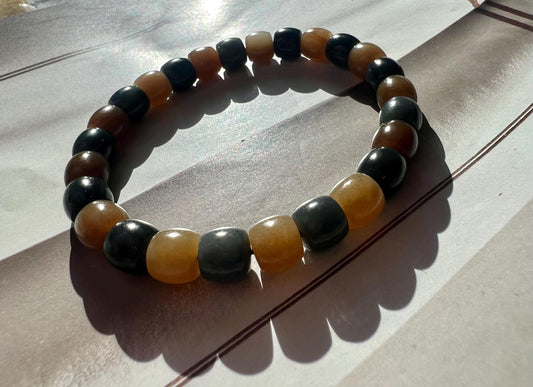 Certified natural Hetian jade/ Qiemo old mine brown nephrite/qinghua nephrite bracelet/straight cut beads天然精品和田玉 直切糖玉/青花手串 且末近矿老熟料 #2709