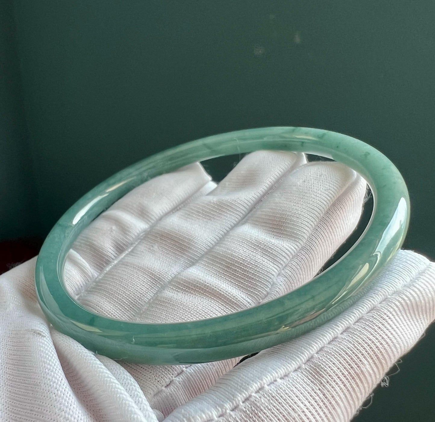 59.6mm Certified Natural untreated Grade A Jade bangle /Guatemala Jadeite dangling bangle bracelet/icy blue天然无优化冰糯种蓝水翡翠手镯 #3836美人条 叮当镯