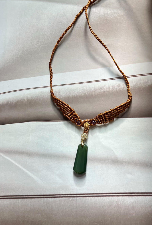 Certified natural hetian jade/Siberian icy egg duck green nephrite nothing pendant necklace天然精品和田玉 俄料碧玉 无事牌 冰底 鸭蛋青吊坠 手工天使之翼项链 #0572起猫眼