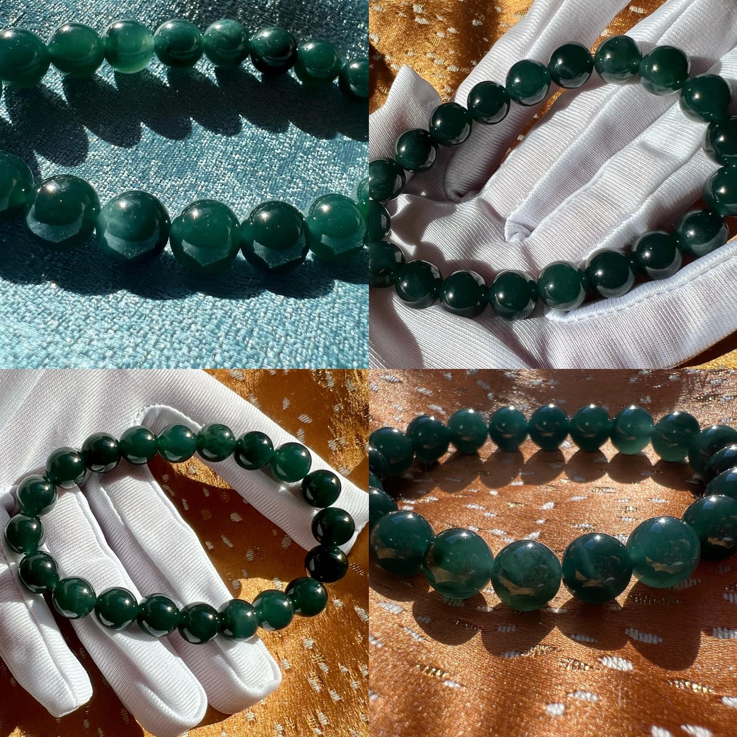9.5mm+ Certified natural untreated Grade A Jade bracelet/Guatemala Jadeite bracelet/icy blue Jadiete  天然无优化冰蓝水翡翠手串 起胶起莹光#1181