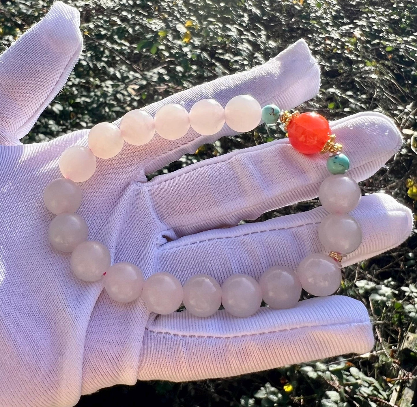 10mm Certified natural Hetian jade  Qinghai lotus root pink nephrite Bracelet/matte finish/Sichuan Nanhong bead 天然和田玉 青海柔光 藕粉手串 #1506 浅粉色