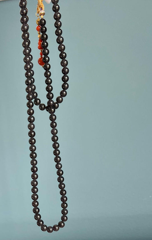 7.8mm Certified natural Hetian jade/Qinghai purple nephrite necklace/Imperial Purple/108 beads天然精品和田玉 青海烟紫玉 帝王紫 多用项链/手链 #2888 收藏品质