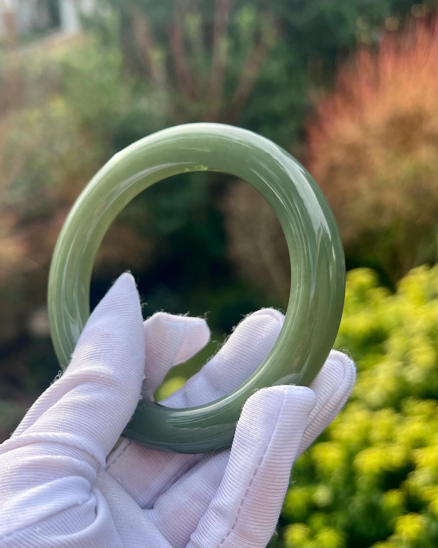 60.5mm Certified natural hetian jade /greenish blue Nephrite bangle/ bracelet/天然和田玉 且末青玉手镯  蓝青玉带糖正圈手镯 平安镯 #0790 油润
