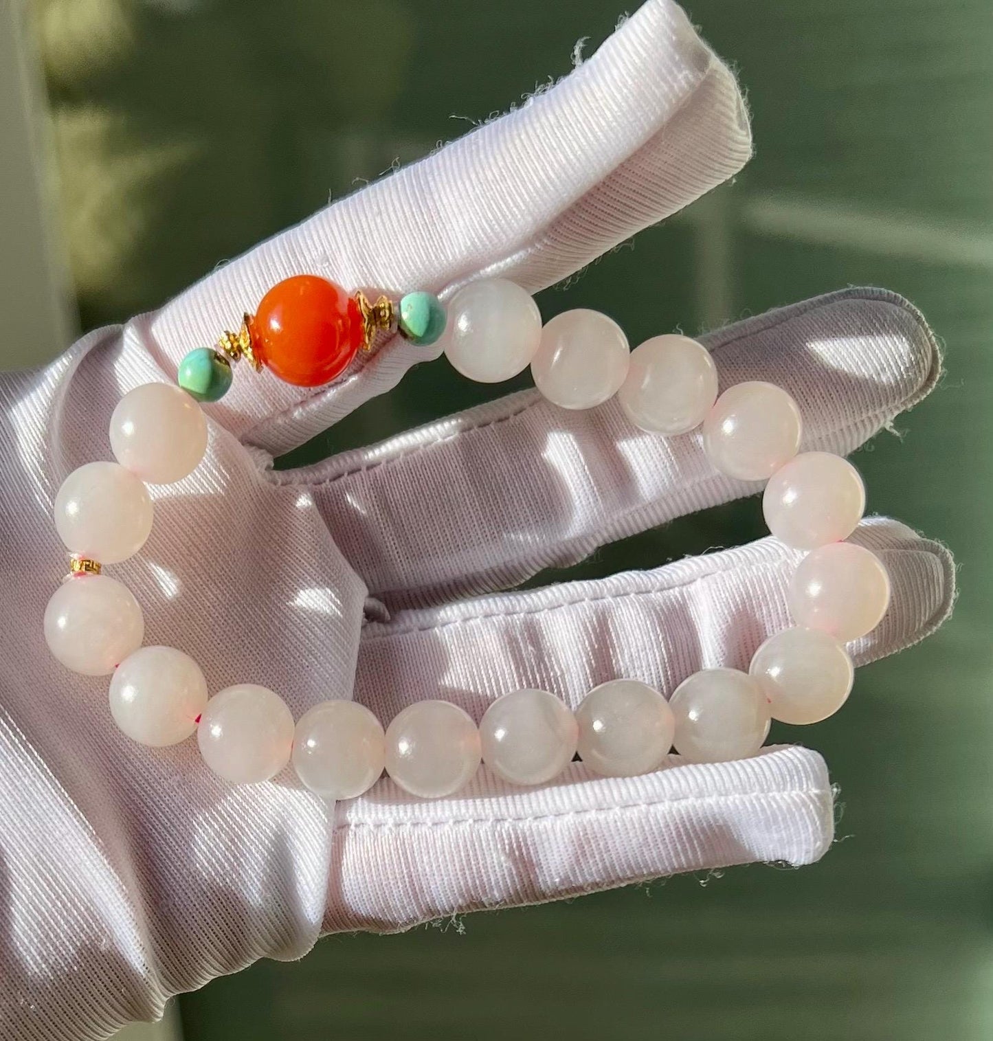 10mm Certified natural Hetian jade  Qinghai lotus root pink nephrite Bracelet/matte finish/Sichuan Nanhong bead 天然和田玉 青海柔光 藕粉手串 #1506 浅粉色