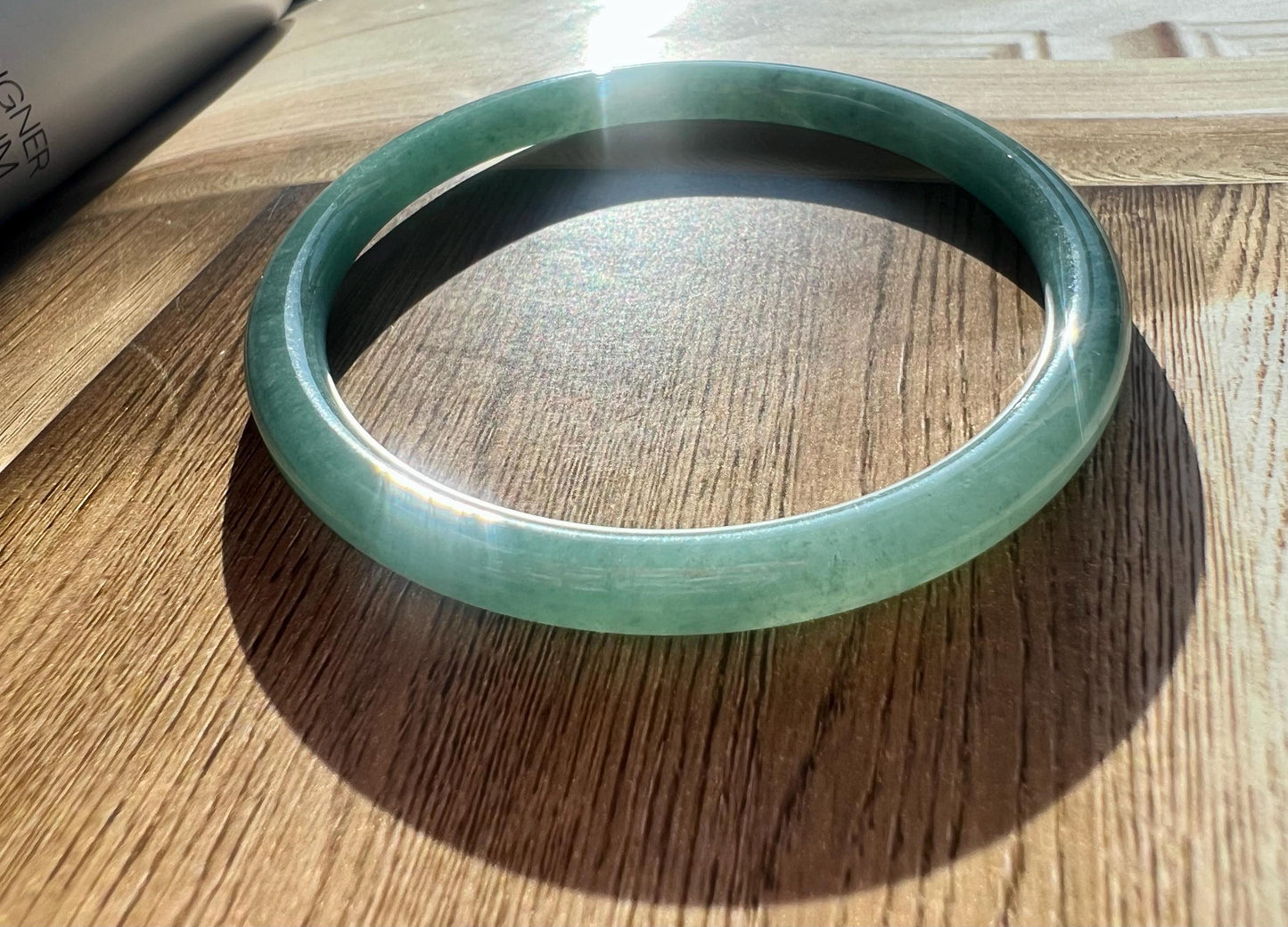 56.3mm Certified natural untreated Grade A Jade bangle /Guatemala Jadeite dangling bangle bracelet/icy blue天然无优化冰糯种蓝水翡翠手镯 #3660美人条 叮当镯