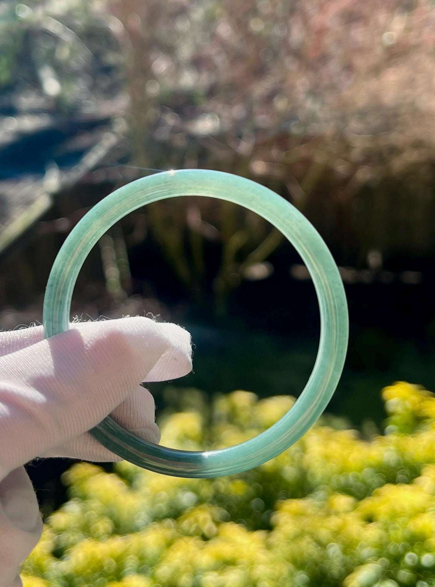 56.3mm Certified natural untreated Grade A Jade bangle /Guatemala Jadeite dangling bangle bracelet/icy blue天然无优化冰糯种蓝水翡翠手镯 #3660美人条 叮当镯