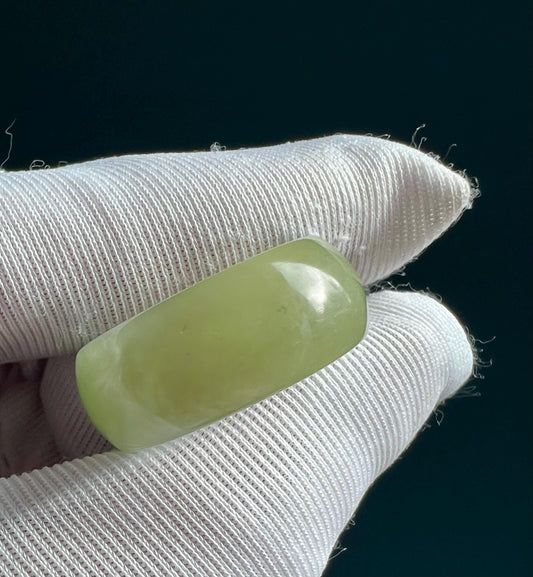 17mm Certified natural jade/ Emerald Green Nephrite ring / lucky band ring 天然翠青玉 轮胎圈指环 扳指 戒圈#8120  US size6
