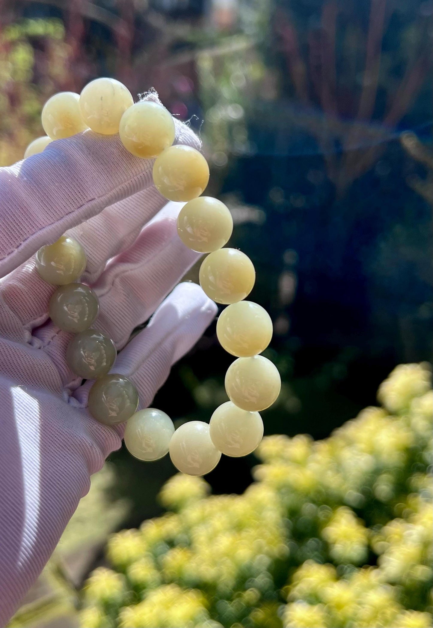 12mm Certified Natural brown white nephrite bracelet/bluish white and brown color天然糖白玉 糖青白玉手串 双色玉 #2827