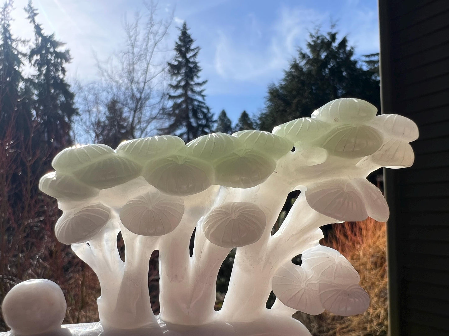 Certified natural nephrite ornament/Incense holder/Purple green and white tri-color nephrite天然软玉 青海翠青玉香插 摆件 紫翠白三色玉 /雕刻悟道#0094