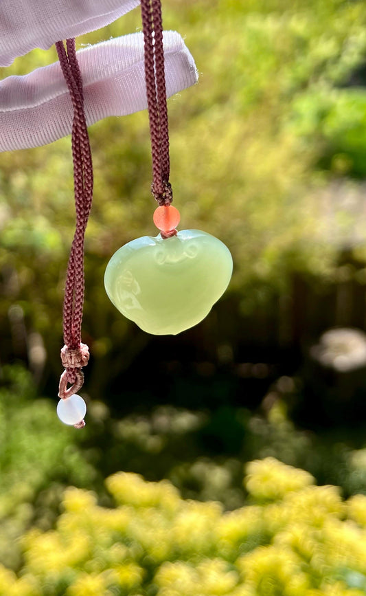 Certified natural jade/ lake green nephrite Carved Ruyi lock /nephrite Ruyi pendant necklace天然软玉 湖水绿 平安如意锁吊坠#1745 胶糯润